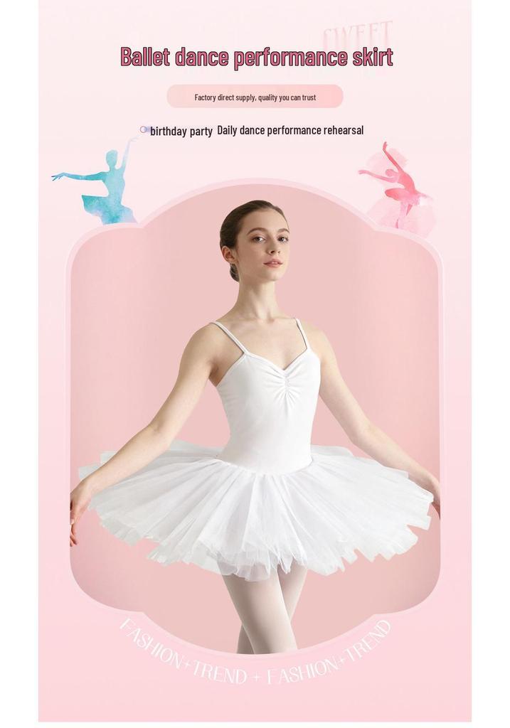 Children's Soft Gauze Dance Skirt with Ribbon Edge