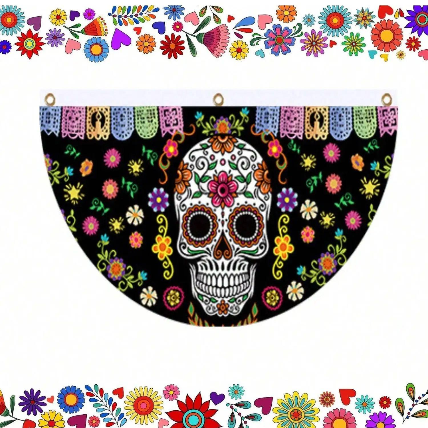 

Day Of The Dead Decorative Fan Flag Background Indoor Outdoor Holiday Decor Good Gift For Kidsative Hanging Flags