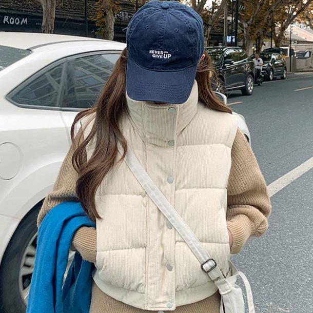 Women's Korean Style Corduroy Cotton Vest - Winter 2026 Loose Sleeveless Jacket