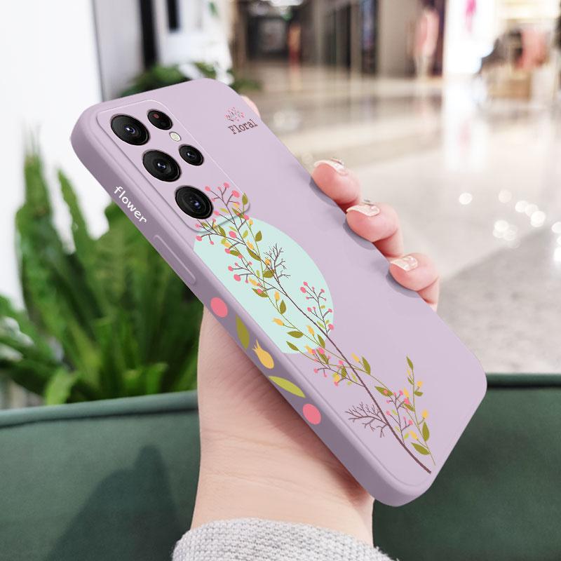 Twigs Flower Willow Phone Case For Samsung Galaxy S24 S23 S22 S21 S20 Ultra Plus FE S10 S9 S10E Note 20 ultra 10 9 Plus Cover