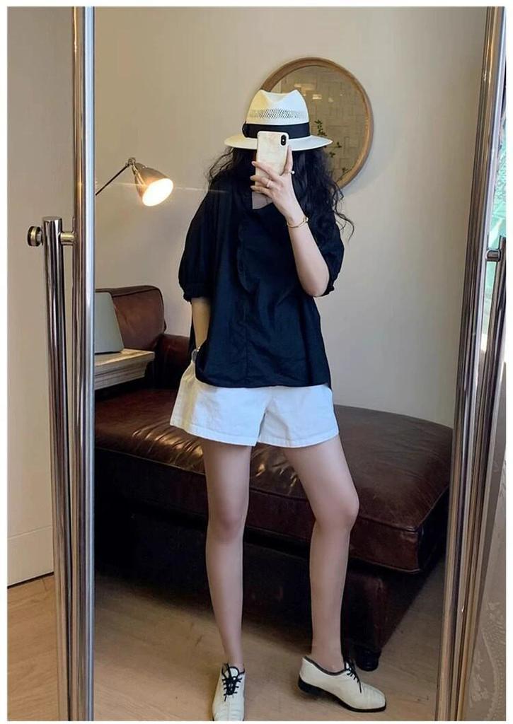 Plus Size Petite Maternity Wide Leg Shorts - Summer Fashion Thin Style