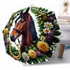 Ombrello Automatico Portatile a 8 Stecche Cavallo e Ghirlanda Floreale Design Pieghevole Leggero per Uso Esterno Quotidiano Regalo Perfetto per Amici Famiglia