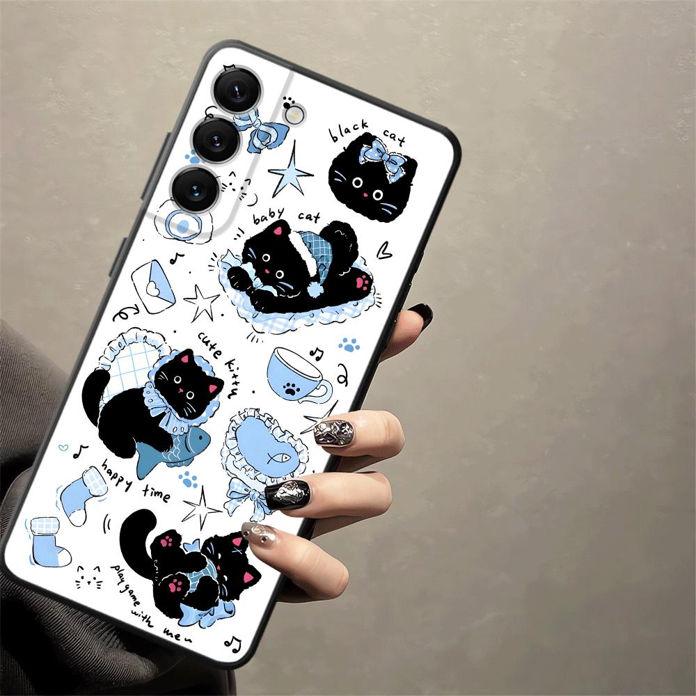 Phone Cover Case for Samsung Galaxy A25 A16 A52 A36 A73 A51 A06 A50 A57 A15 A23 A13 A55 A41 A05 A70 A53 A17 A37 A12 Cartoon Cat