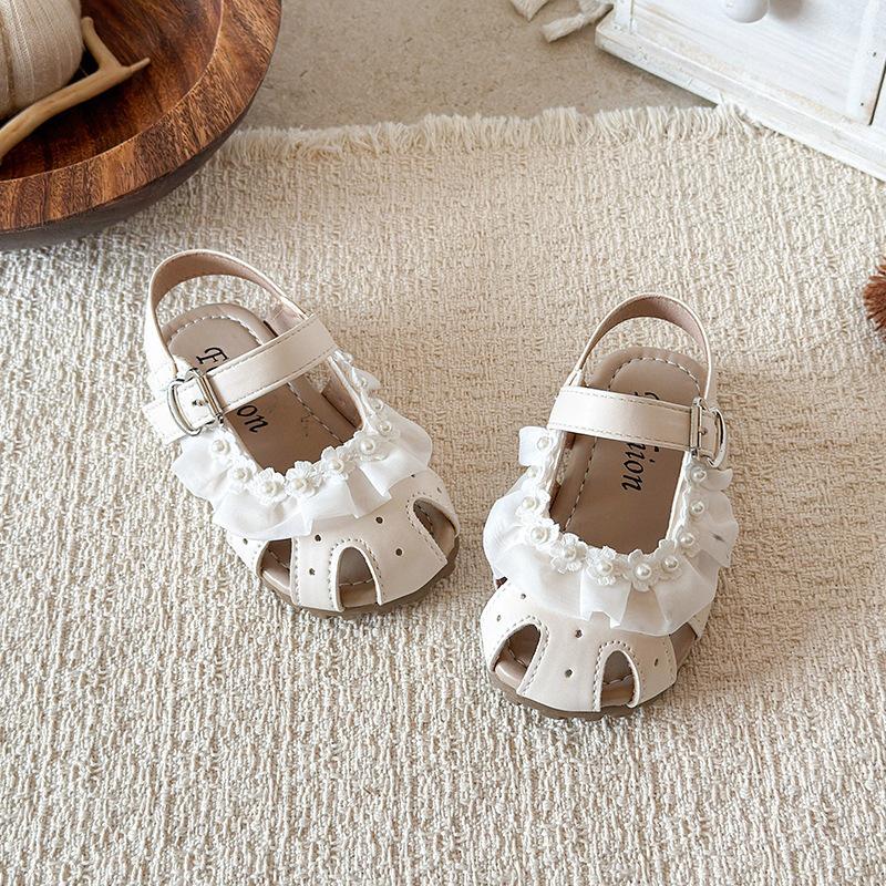 Pearl Princess Korean Style Lace Sandals for Girls - Summer Soft Sole 2026 23