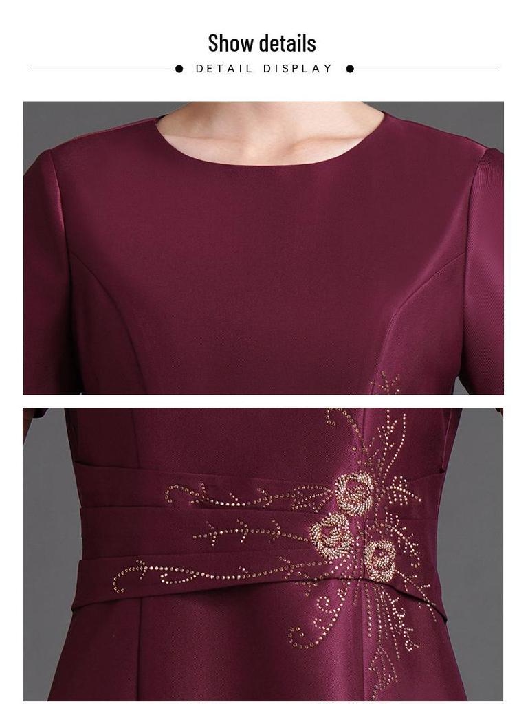 L10486 Spring High-End Plus Size Mother of the Bride A-Line Slimming Dress