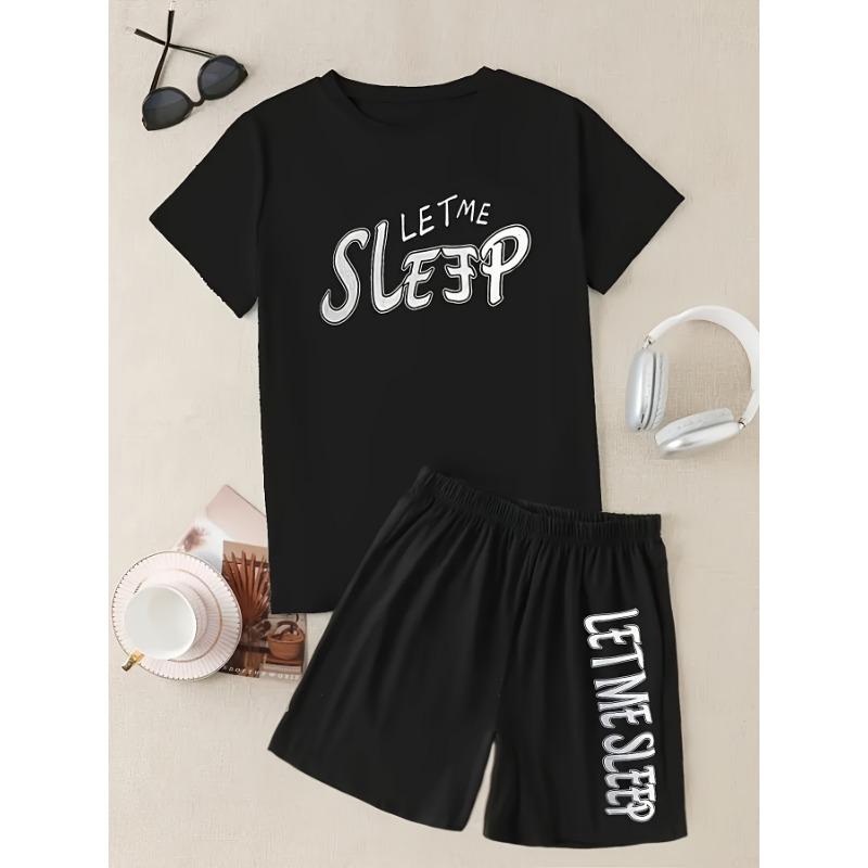 

Men s Letter Printed Short Sleeve Shorts Lounge Suit 8XL