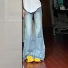 Light Colour Flare Jeans Women Big Size High Waist Design Sense Wide Leg Trousers Elastic Show Skinny Micro Flare Trousers Long Denim Pants