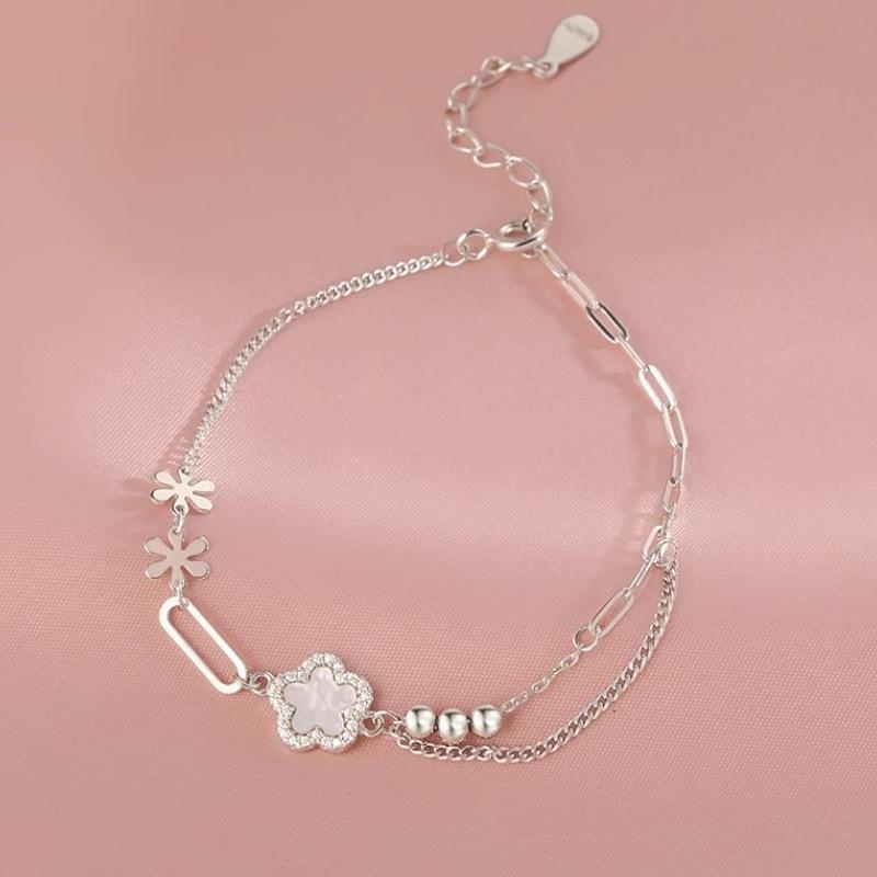 

Женский браслет с пятью цветами, счастливый четырехлистный клевер, Fritillaria, легкий роскошный нишевый браслет с ощущением лучшего друга, ювелирные изделия, оптовая продажа