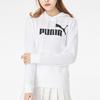 Puma Ess Hoody FL Fleece-Lined Warm Knit Hoodie Women Tops White 586938-02