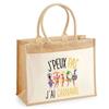 Beach Bag - PLANETEE - Jute with Pocket Carnaval I Can't - Cotton - Multicolored - 43x33 Cm