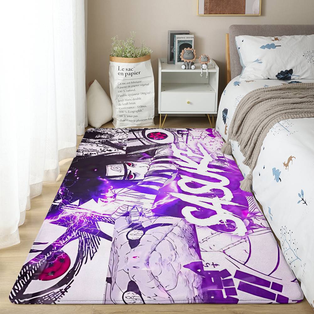 S-Sasuke Uchiha Floor Mat Pattern Printed Flannel Door Mat, Suitable For Bathroom, Living Room, Home Decoration