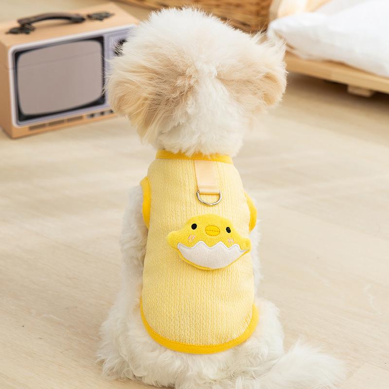 Dog clothes cute style three-dimensional chick traction vest thin breathable cat bipod teddy pet clothes