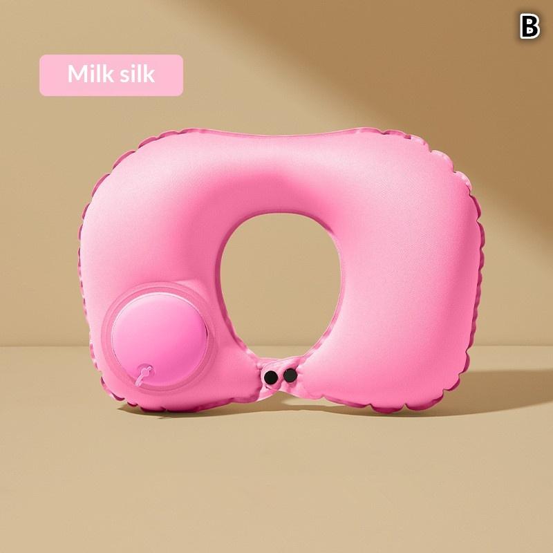 Flocking Inflatable Portable Neck Pillow That Can Be Stored And Self Filled Suitable For Outdoor Travel Business Trips Camping