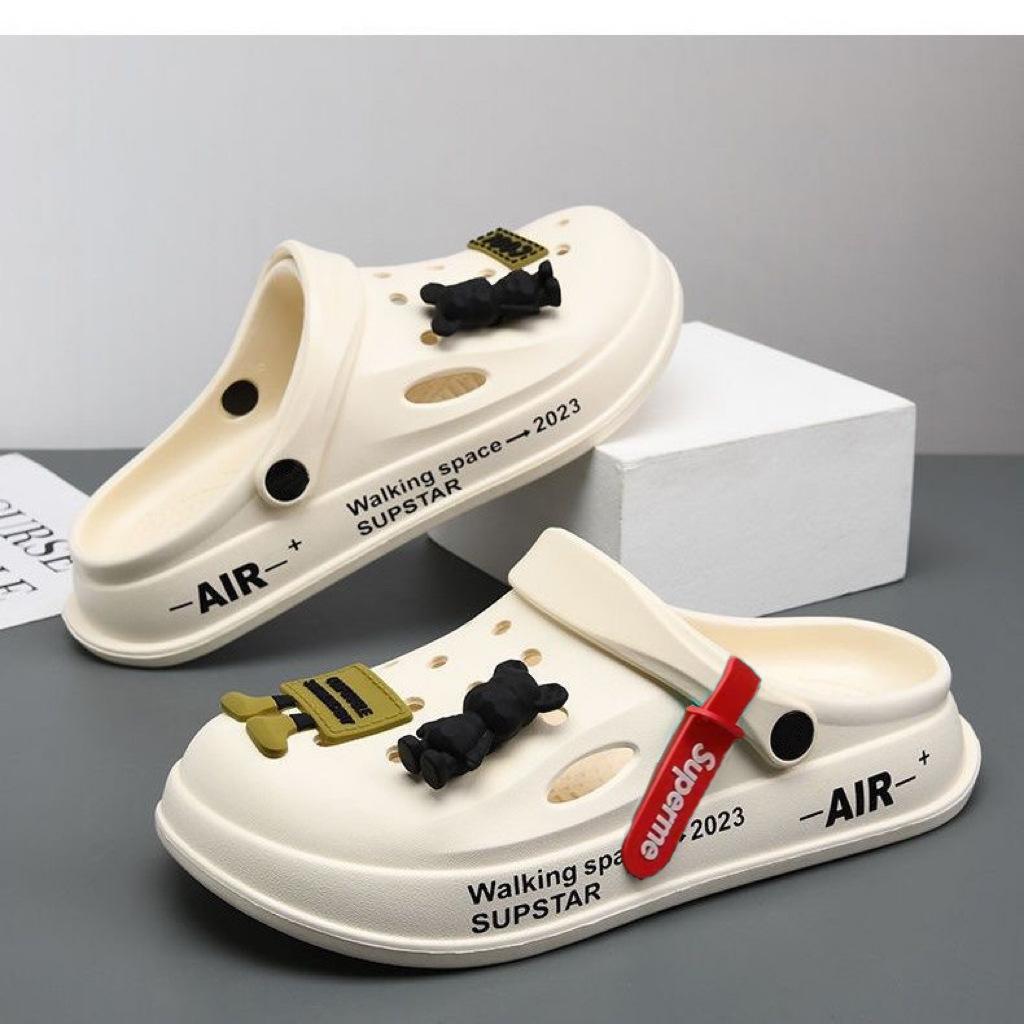 Hole Shoes Men's New Year Couple Platform Slippers Bag Head Sandals Non-slip Casual Soft-soled Beach Shoes Men