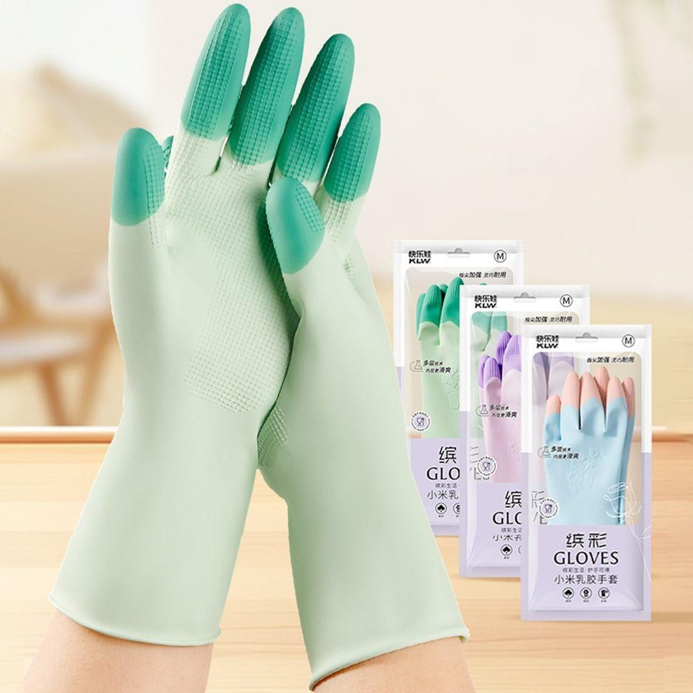 Waterproof Rubber Latex Gloves Thickened Housework Glove New Cuffs Dishwashing Gloves