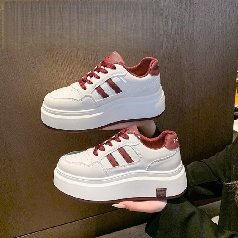 Platform White Shoes Women's Season New Heightening Niche Bread Shoes College Style Leisure Sports Board