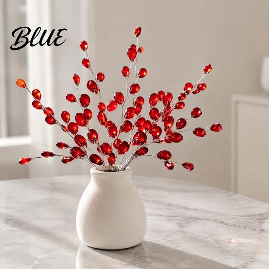Acrylic Crystal Branches Transparent Faux Branch Christmas Tree Ornament, Bead Drop Stem, Ornaments Clear Beaded Flower Twig Pick for Wedding