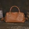 Johnature Versatile Women's Handbag Handmade Retro Genuine Leather Large Capacity Solid Color Shoulder Bags