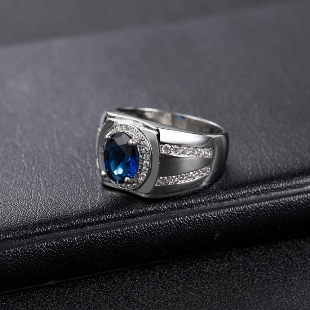 WOSIKATE Anello da Uomo Trendy Zaffiro Rame Con Zirconia Gioielli da Matrimonio moda Anello da Business Regalo per Feste Misura 6-10