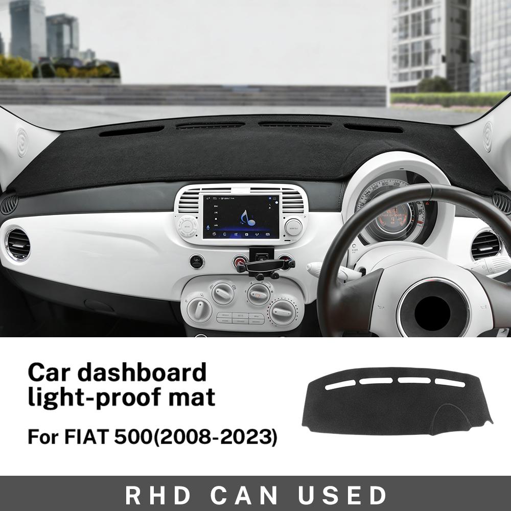 Flanell Armaturenbrettabdeckung Für Fiat 500 2008-2023 Abarth 595 2012 2013-2023 Linkslenker Rechtslenker Auto Armaturenbrett Sonnenschutzmatte Teppichpolster Zubehör