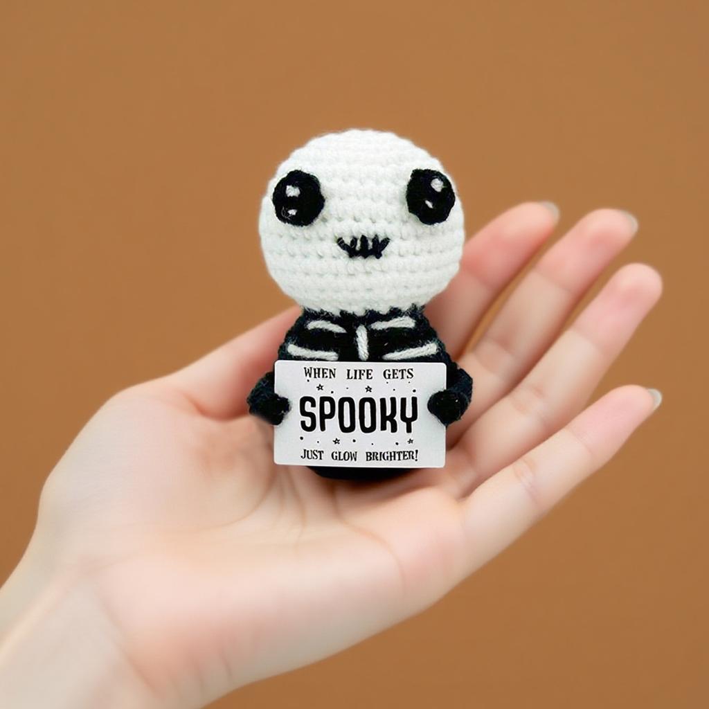 Handmade Halloween Wool Knitted Ornaments, Cute Positive Energy Funny Doll Ornaments