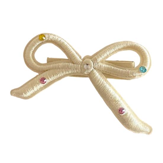 

Girl Hairpin Rhinestone Inlays Three-Dimensional Bow Design Hair Pin Fixes Broken Bangs Hair Clip Hair Styling Tool жёлтый