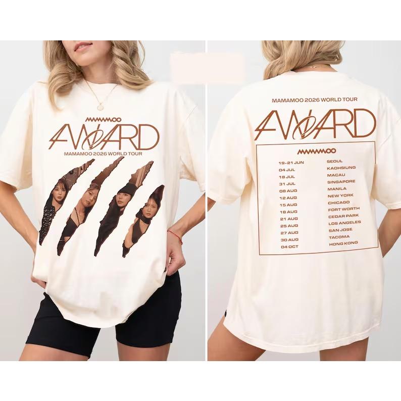 2026 Retro Mamamoo 4ward 2026 World Tour Tshirt Unisex Hip Hop Y2K Gothic Oversized Hip Hop Streetwear T-shirt Y2K Gothic Cotton Oversized T-shirt