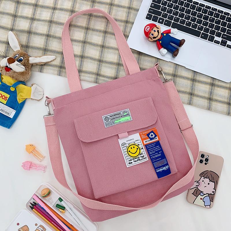 Crossbody Bag Fashionable And Simple Casual Canvas Bag Literary And Fresh Women'S Bag Student Large-Capacity Shoulder Bag