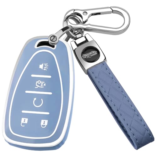Für Chevy Autoschlüsselhülle mit Schlüsselanhänger, Weiche TPU-Schlüsselhülle Schale Vollschutz für 2016-2021 Chevy Equinox Malibu Camaro Cruze Blazer Traverse Trax