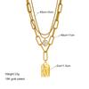 Women's Gold Layered Necklace Set 3-Piece Paperclip Chain Pearl Pendant Titanium Steel Jewelry