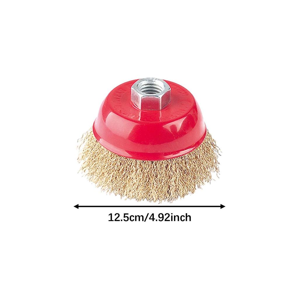 Crimped Wire Brush for Grinding with Threaded Mandrel, Heavy-duty Replacement Accessory Removing