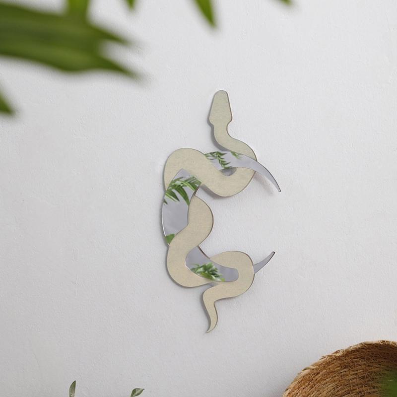 Decorative Crescents Snake Wood Mirror Wall Ornament Fit Diverse Styles Preferences