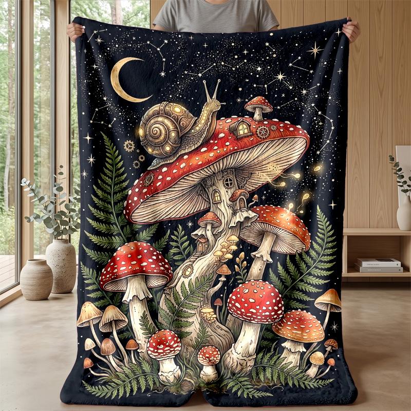 Fairy Mushroom Castle Theme blanket Lightweight Warm Flannel Blanket Decorative Throw Blanket for Home Decoration