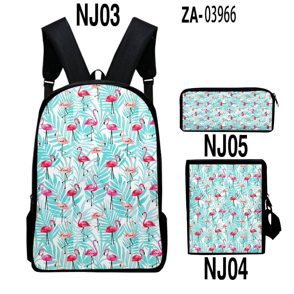 Classic Novelty Peculiar Flamingo 3D Print 3pcs/Set pupil School Bags Laptop Daypack Backpack Inclined shoulder bag Pencil Case