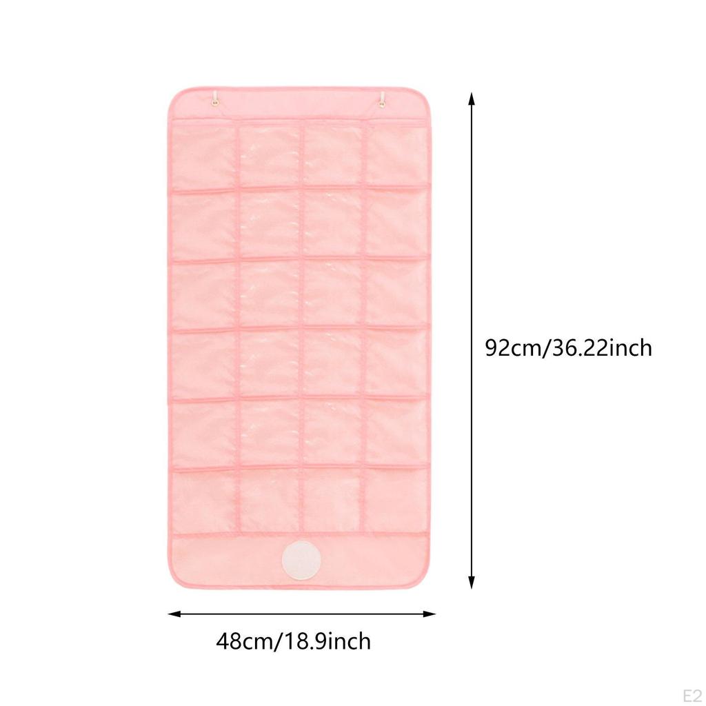 Classroom Pocket Chart Hanging Organizer Pink Household Organization Clear Pockets for