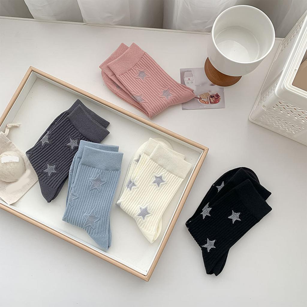 Japanese Fashion Star Pattern Socks Women College Style School Girls Crew Socks Casual Streetwear Middle Tube Socks