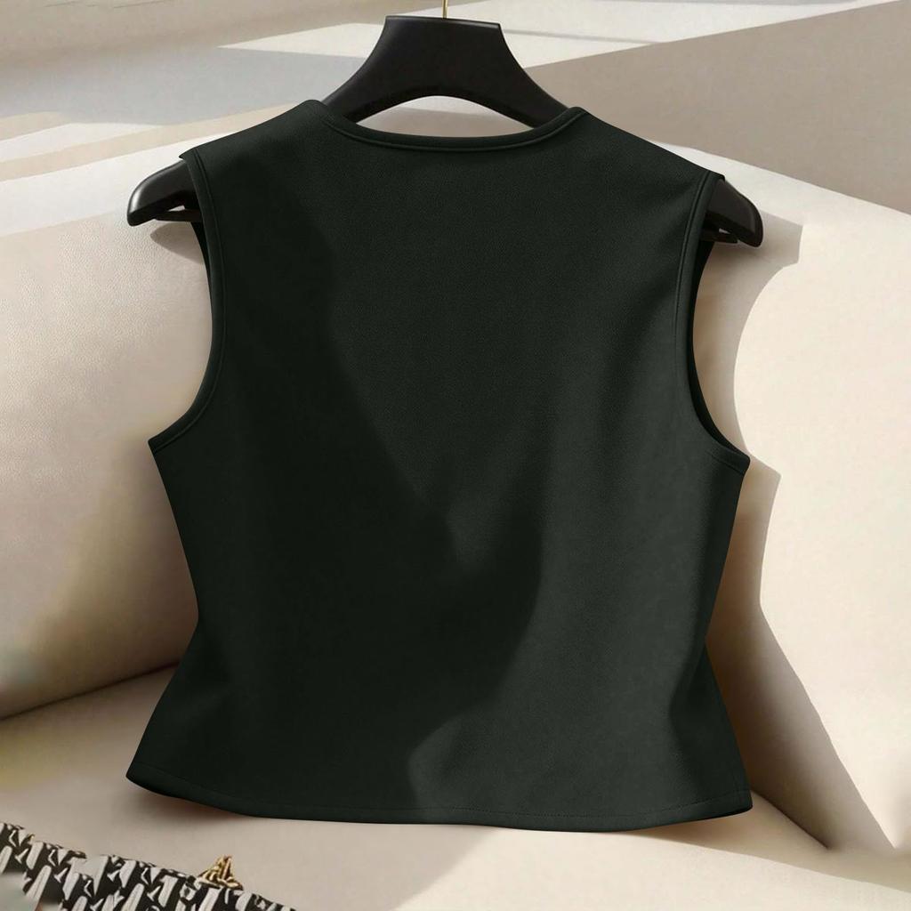 Women's Sleeveless Vest – Casual V-Neck with and Studs
