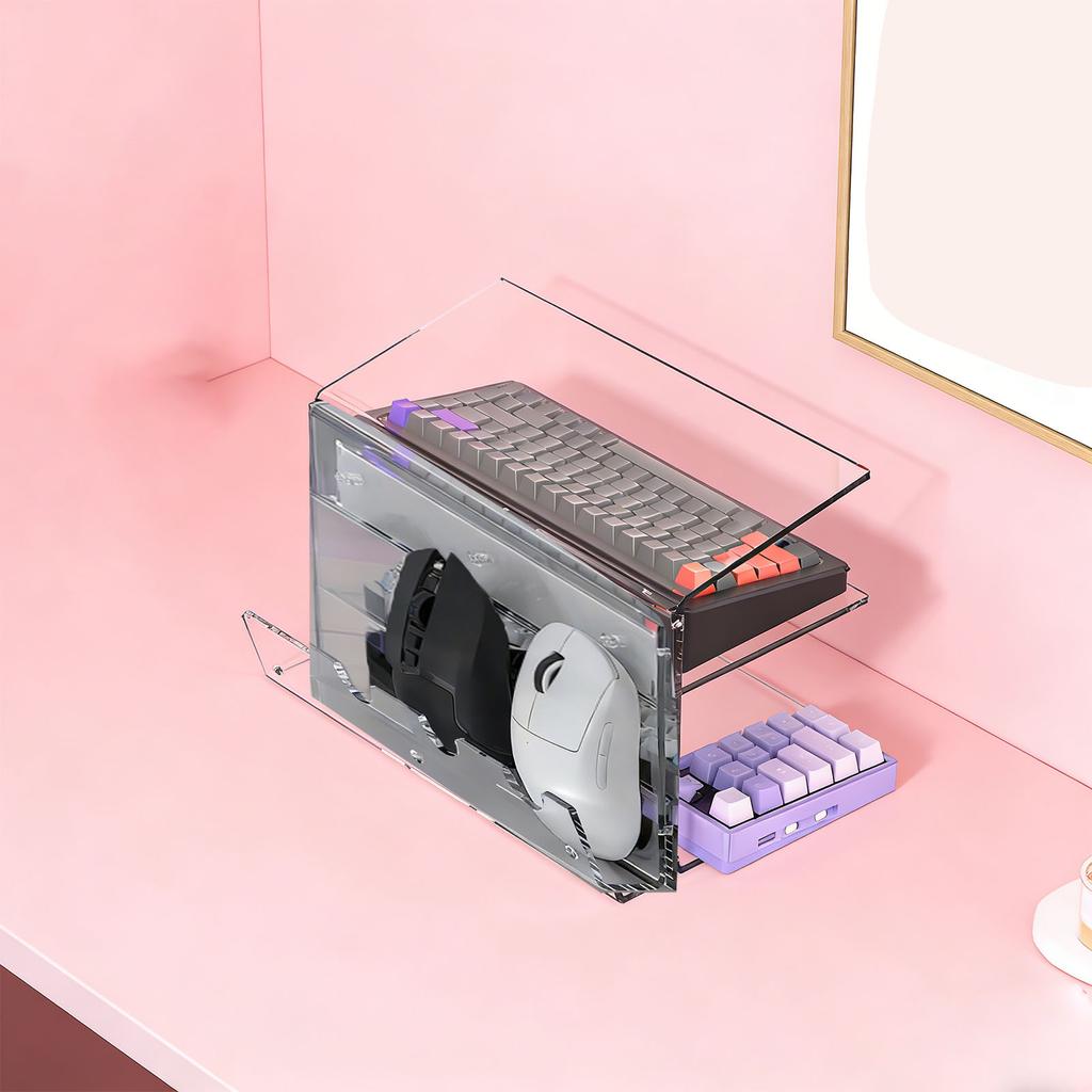 Keyboard Storage Rack 3 Layer Acrylic Keyboard Display Stand for Gaming Keyboard Mouse