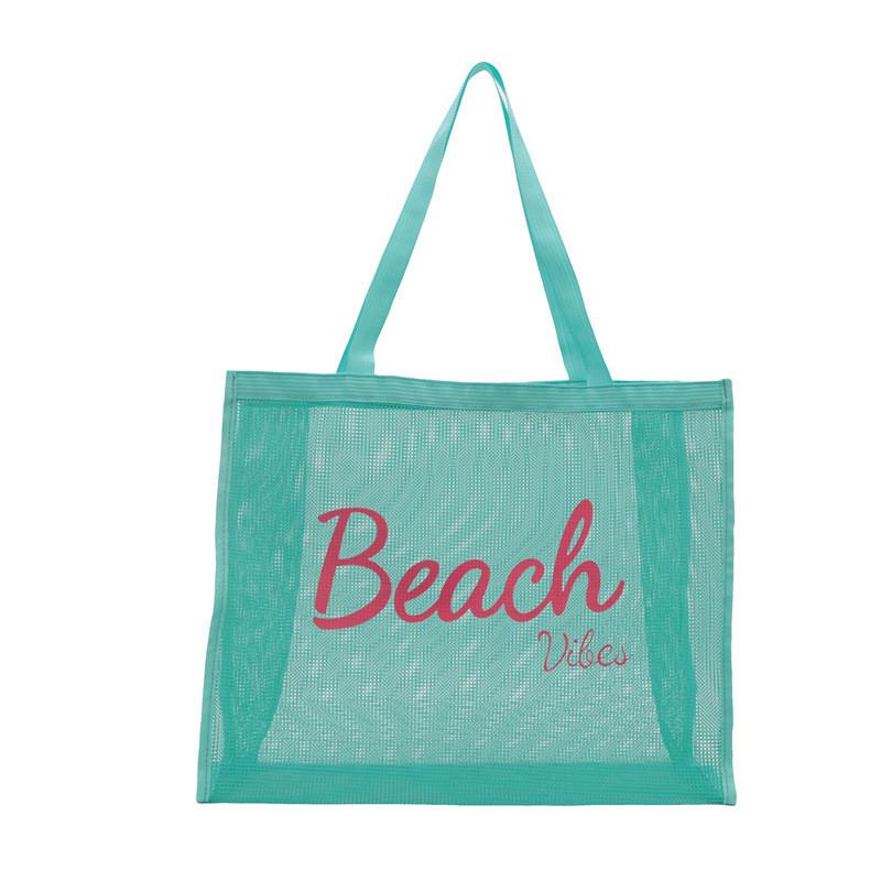 Large Nylon Shopping Bag With Transparent Mesh And Inner Pocket For Daily Carry