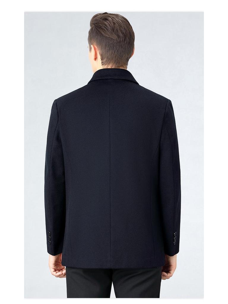 Men's Cashmere Winter Coat 2025: Thickened Warm Jacket for Middle-Aged & Elderly - Casual Lapel Outerwear