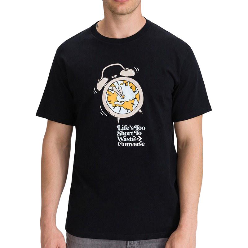 Converse T Shirts Men s Black Crew Neck Moderate 10022209-A02 L