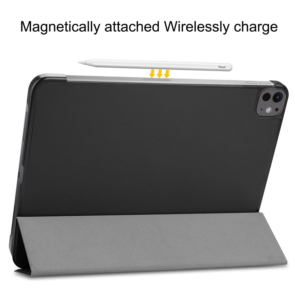Pour iPad Pro 13 (2024) Étui Réveil/Veille Automatique Support Tri-Fold Housse de Tablette en Cuir