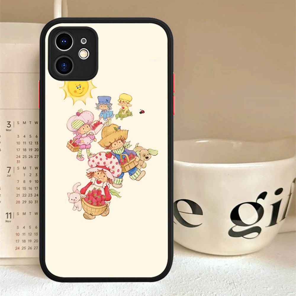 S-Strawberry-shortcake Girl For IPhone 11 12 13 14 15 16 Pro Max Plus X XS MAX Back Cover Matte Phone Case