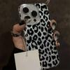 Korean Ins Stylish Leopard Print Texture Feather Yarn Phone For iPhone 16 17 Air 15 14 13 12 11 ProMax Shockproof Soft Case