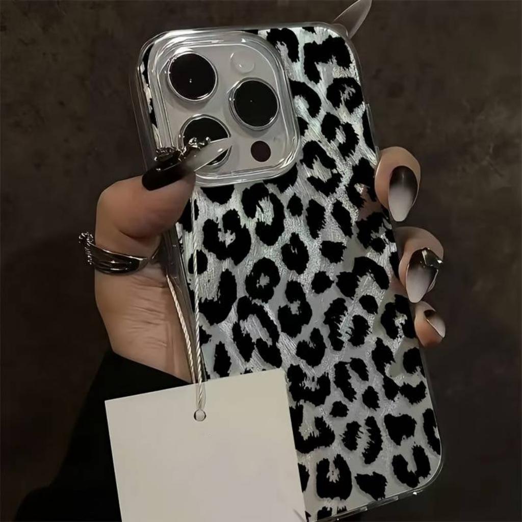 Korean Ins Stylish Leopard Print Texture Feather Yarn Phone For iPhone 16 17 Air 15 14 13 12 11 ProMax Shockproof Soft Case