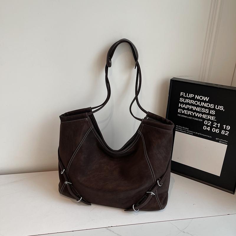 High Quality Retro Women s Shoulder Bags Leather Large Capacity Retro Tote Handle Bags Fashion Versatile Commuter Shoulder Bags