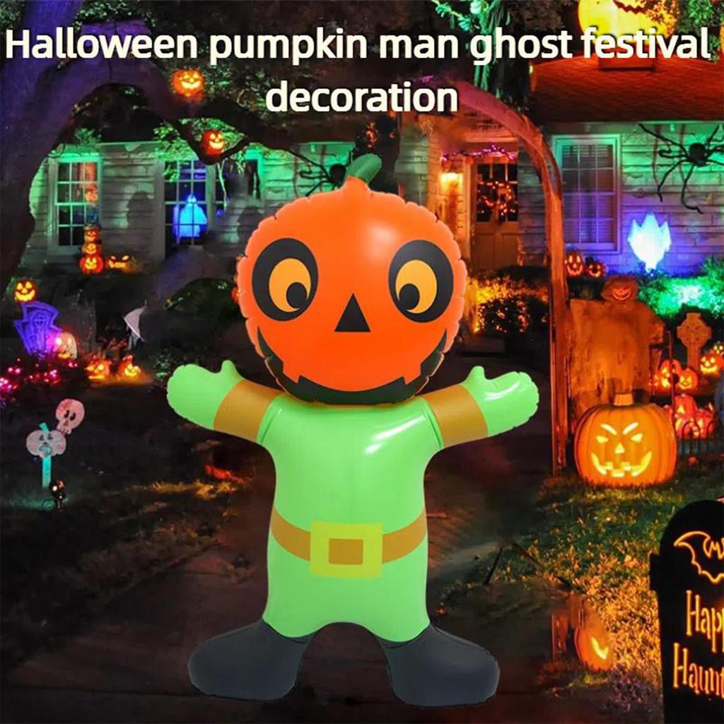 Halloween Inflatable Pumpkin Halloween Decorations PVC Scary Blow Up Pumpkin Man Festive Atmosphere Props for Living Rooms Lawn