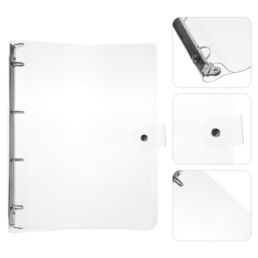 SEWACC Binder Notebook Set of Snap Button A4 Binder Pad Document Office Memo Daily Use Cover, 2, Transparent, Closure, Compatible, 4-Ring Cover,