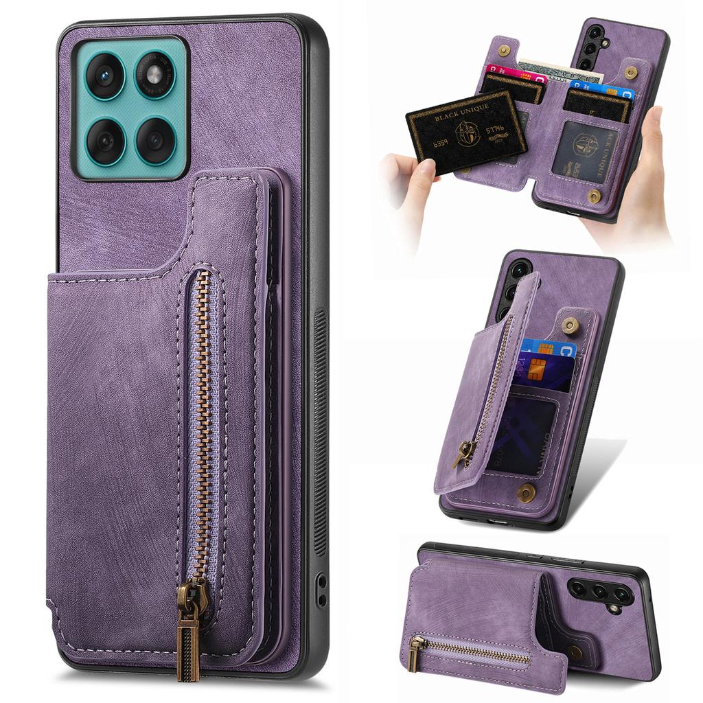 Crossbody Zipper Cards Solt Wallet Leather Case For MOTO G05 G15 Power Fusion Stylus 60 G35 G55 G85 Edge 60 Pro Free Bracket