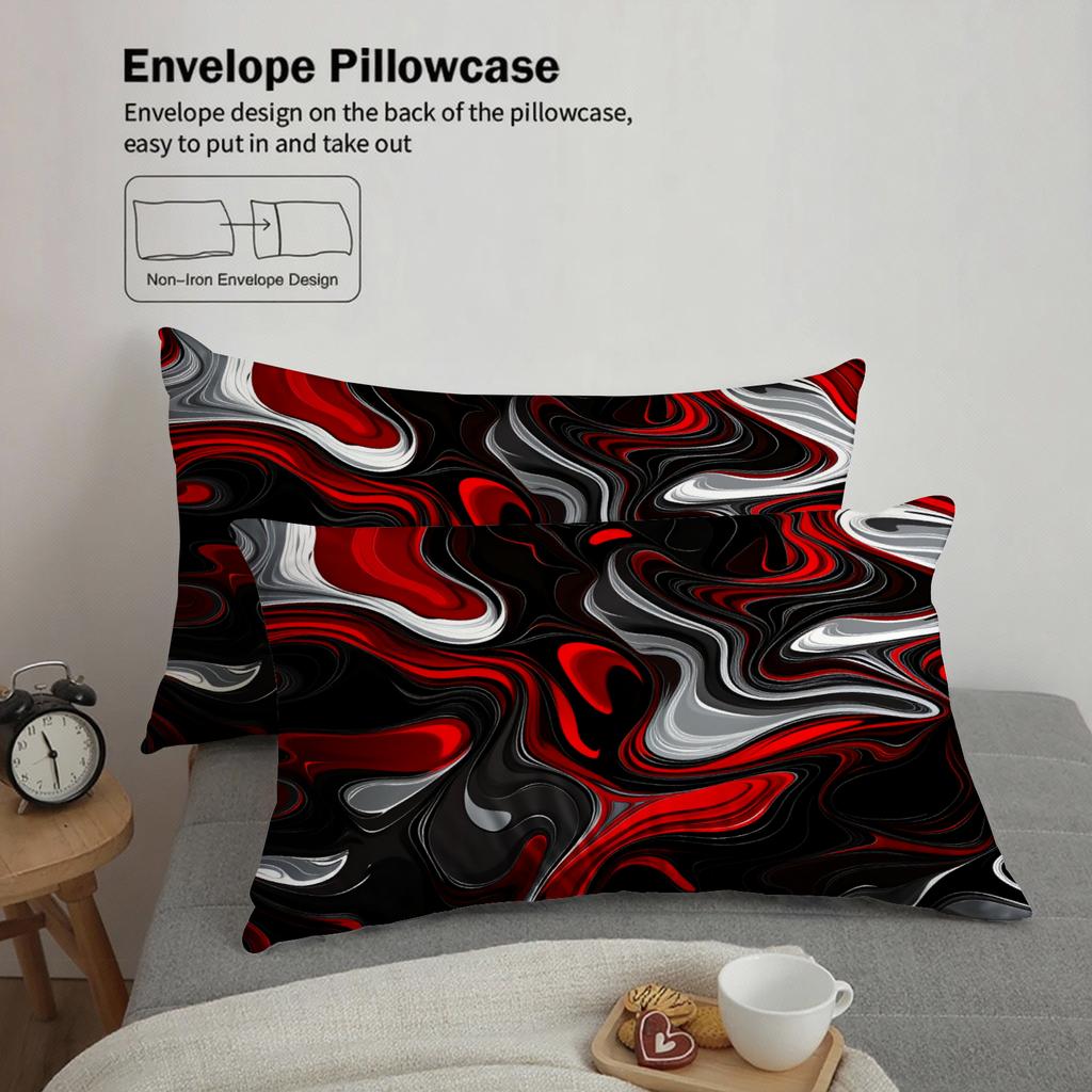 3pcs Bedding Sets 3D Printed Abstract Red Black White Wave Pattern Duvet Cover Sets With Pillowcases No Filling Modern Abstract